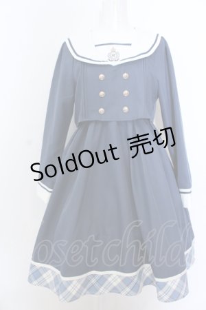 画像: Amavel / School Check Setup風セーラーワンピース F アオ O-25-05-18-053-CA-OP-OW-OS