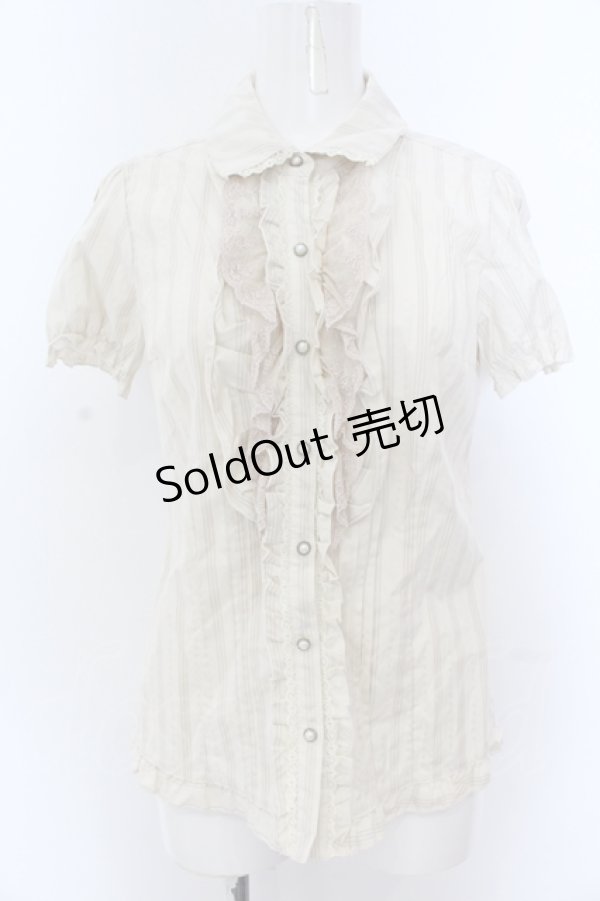 画像1: axes femme / トランプJQフリルブラウス M キナリ O-25-05-18-059-AX-BL-OW-OS (1)
