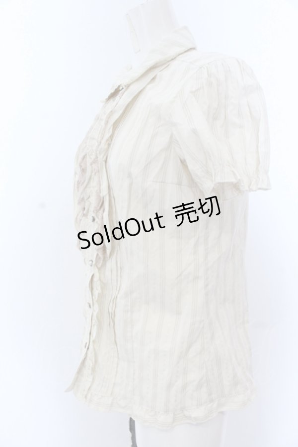 画像2: axes femme / トランプJQフリルブラウス M キナリ O-25-05-18-059-AX-BL-OW-OS (2)