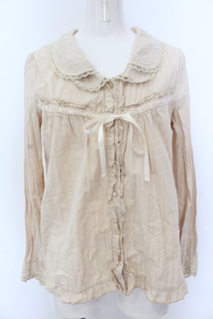 画像: axes femme / ダブルカラー梯子レースブラウス M キナリ O-25-05-18-062-AX-BL-OW-OS