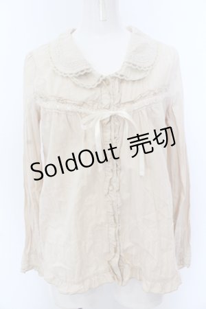 画像: axes femme / ダブルカラー梯子レースブラウス M キナリ O-25-05-18-062-AX-BL-OW-OS