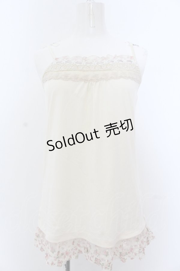 画像1: axes femme / 総レース・立体お花付きキャミソール M キナリ O-25-05-18-065-AX-TO-OW-OS (1)