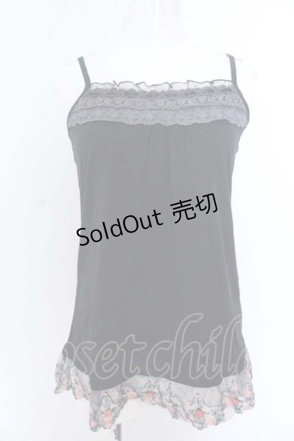 画像1: axes femme / 総レース・立体お花付きキャミソール M クロ O-25-05-18-066-AX-TO-OW-OS (1)