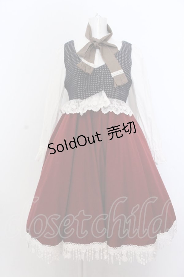 画像1: Favorite / マッドハッターワンピース M〜L キナリ×ネイビー×ワイン O-25-05-18-009-LO-OP-OW-ZT0722E (1)
