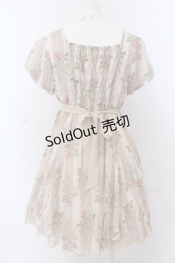 画像3: axes femme / タッセルローズストライプワンピース M ピンクベージュ O-25-05-18-083-AX-OP-OW-OS (3)