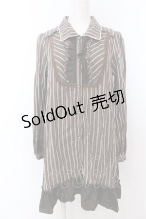 画像: axes femme / ストライプシャツワンピース M ブラウン O-25-05-18-085-AX-TO-OW-OS