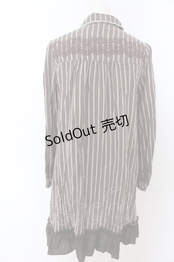 画像3: axes femme / ストライプシャツワンピース M ブラウン O-25-05-18-085-AX-TO-OW-OS (3)