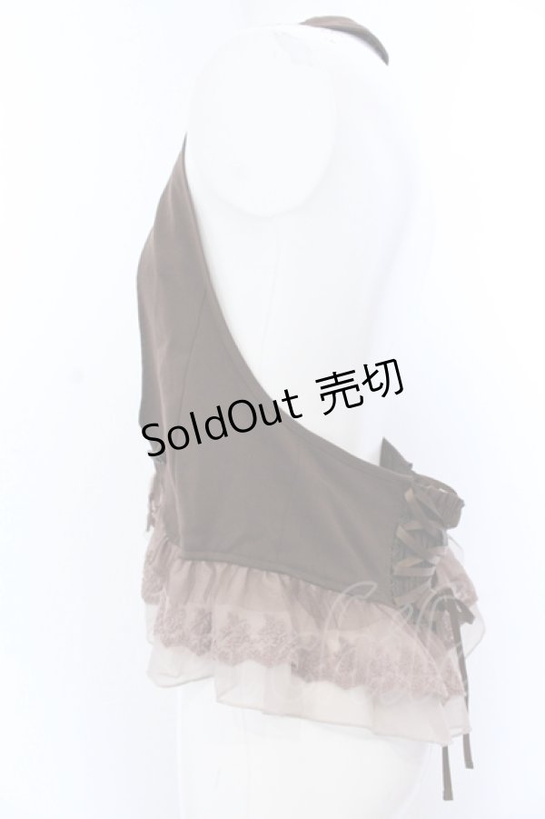 画像2: axes femme / シフォンチュールフリルホルターベスト M ブラウン O-25-05-18-086-AX-TO-OW-OS (2)