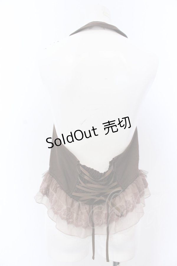 画像3: axes femme / シフォンチュールフリルホルターベスト M ブラウン O-25-05-18-086-AX-TO-OW-OS (3)