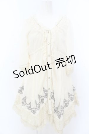 画像: axes femme / 裾刺繍イレヘムブラウスチュニ M キナリ O-25-05-18-088-AX-OP-OW-OS