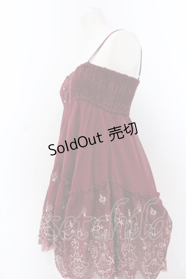 画像2: axes femme / 刺繍パネル2WAYチュニック M ワイン O-25-05-18-089-AX-TO-OW-OS (2)