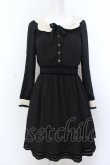 画像1: axes femme POETIQUE / 襟刺繍ベロア配色ワンピース M クロ O-25-05-18-092-AX-OP-OW-OS (1)
