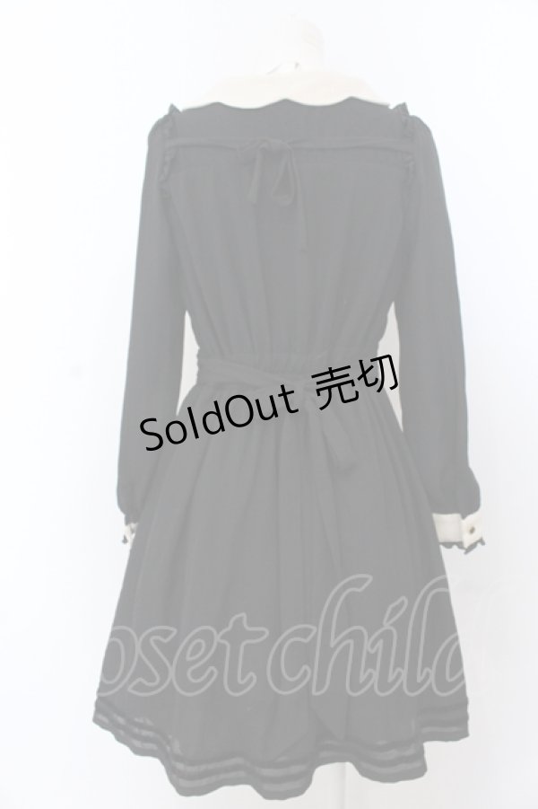 画像3: axes femme POETIQUE / 襟刺繍ベロア配色ワンピース M クロ O-25-05-18-092-AX-OP-OW-OS (3)