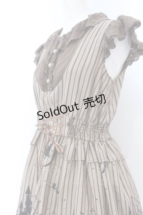 画像2: axes femme POETIQUE / ハロウィンメルヘン柄ワンピース M ブラウン O-25-05-18-095-AX-OP-OW-OS (2)