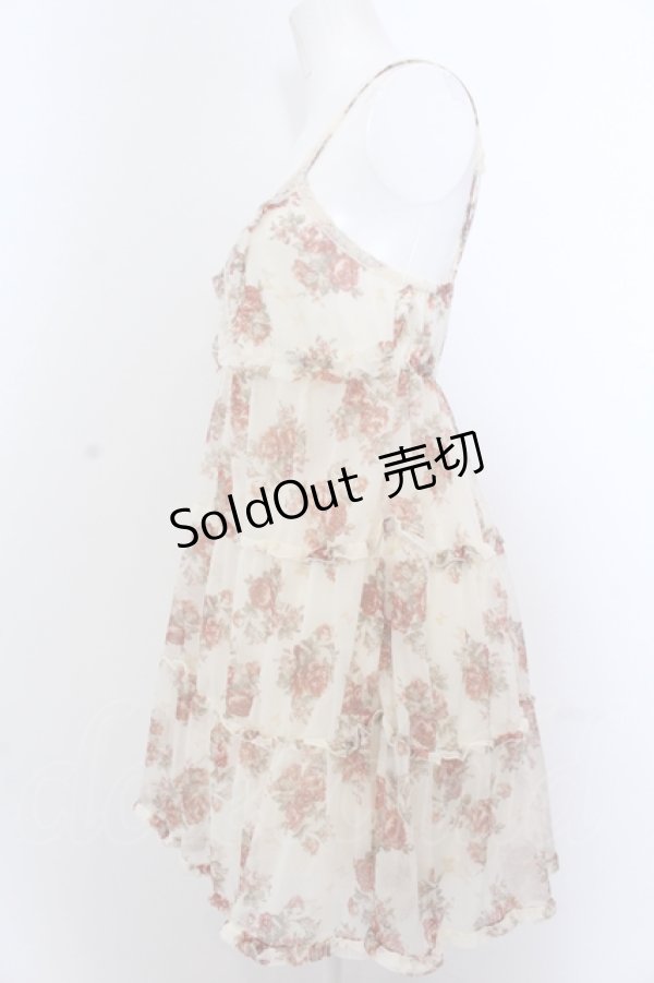 画像2: axes femme / バラブーケ×蝶トリコットワンピース M キナリ O-25-05-18-097-AX-OP-OW-OS (2)
