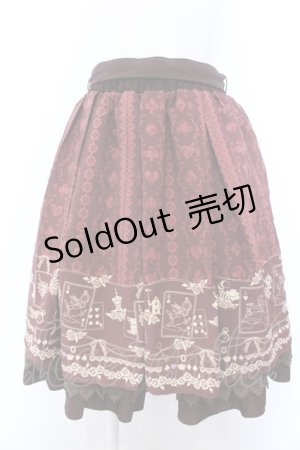 画像: axes femme / トランプメルヘン柄スカート M ワイン O-25-05-18-012-AX-SK-OW-OS