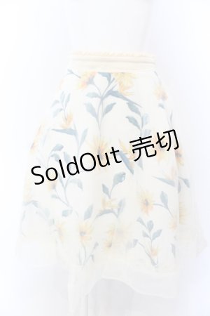 画像: axes femme / 花柄オーガンジーレイヤードスカート M イエロー O-25-05-18-013-AX-TO-OW-ZI