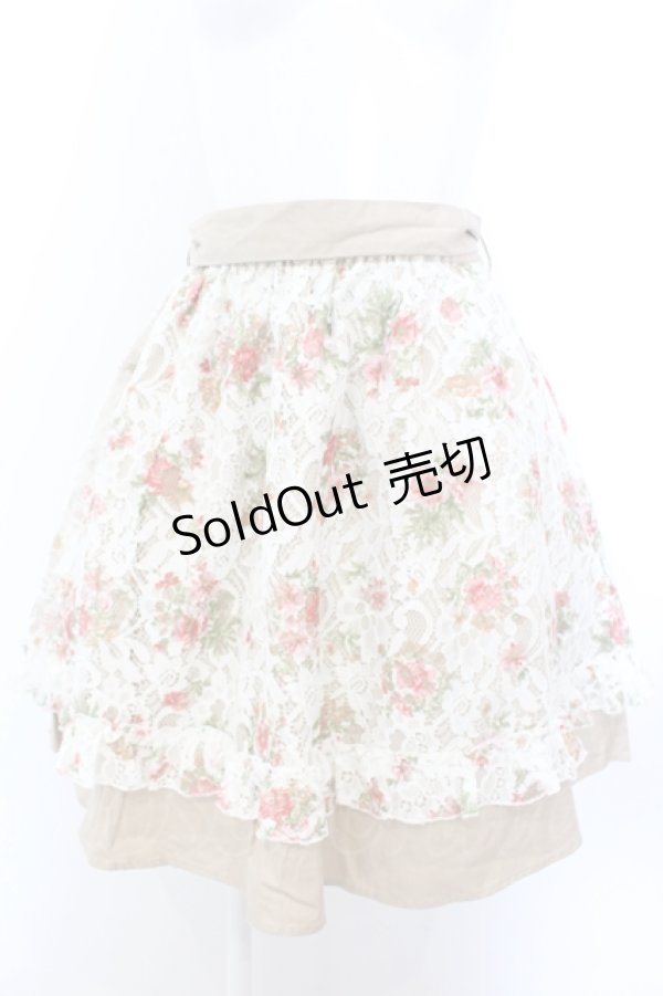 画像1: axes femme / 花柄レースレイヤードスカート M ベージュ O-25-05-18-014-AX-SK-OW-OS (1)