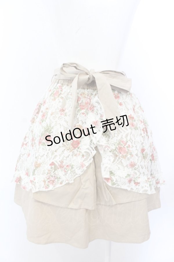 画像2: axes femme / 花柄レースレイヤードスカート M ベージュ O-25-05-18-014-AX-SK-OW-OS (2)