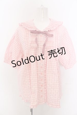 画像: PINK HOUSE / ギンガムチェックセーラーカラーブラウス  ピンク O-25-05-18-020-LO-BL-OW-ZI