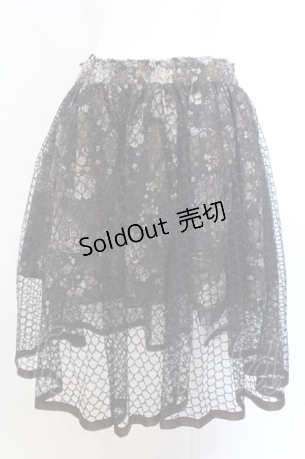 画像2: Qutie Frash / 和柄サーキュラースカート  ブラウン O-25-05-18-021-QU-SK-IG-OS (2)