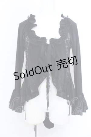 画像: Qutie Frash / レオパードフリルメッシュカーデ  ブラック O-25-05-18-025-QU-TO-IG-OS