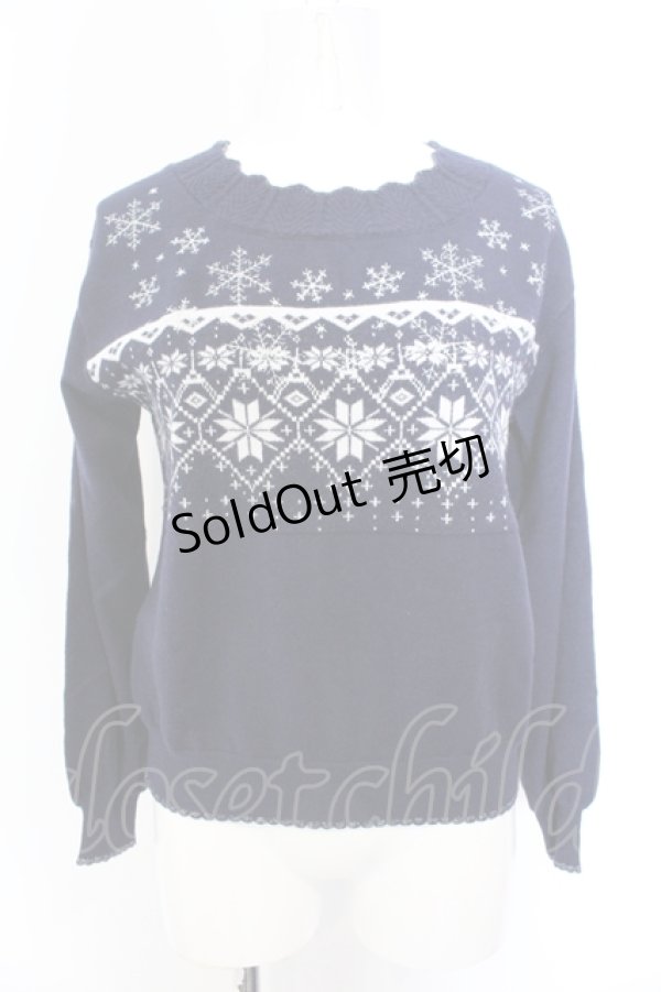 画像1: axes femme / スノーノルディックニット M ネイビー O-25-05-18-031-AX-TO-IG-OS (1)