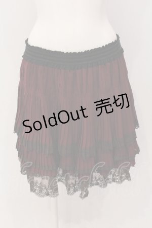 画像: axes femme / 裾薔薇レースプリーツスカート M ワイン×ブラウン O-25-05-19-044-AX-SK-OW-OS
