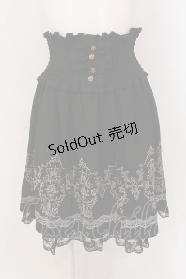 画像1: axes femme / 刺繍ハイウエストスカート M クロ O-25-05-19-051-AX-SK-OW-OS (1)