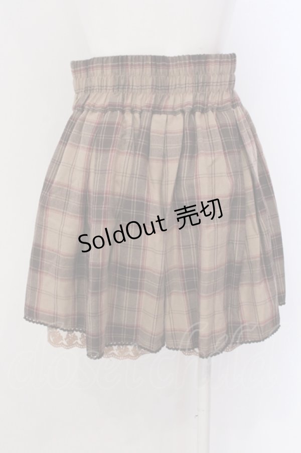 画像2: axes femme / 裾レースチェックキュロット M ブラウン O-25-05-19-058-AX-SK-OW-OS (2)
