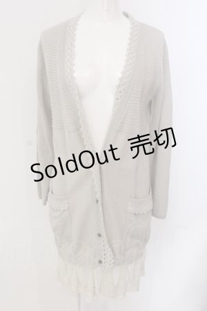 画像: axes femme / ニットレース使いカーディガン M グレー O-25-05-19-006-AX-TO-OW-OS