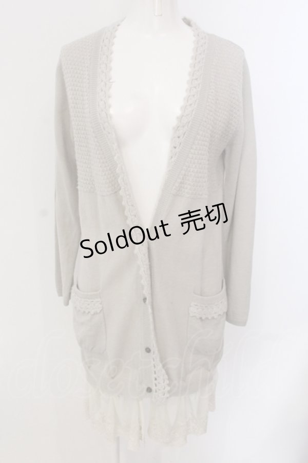 画像1: axes femme / ニットレース使いカーディガン M グレー O-25-05-19-006-AX-TO-OW-OS (1)