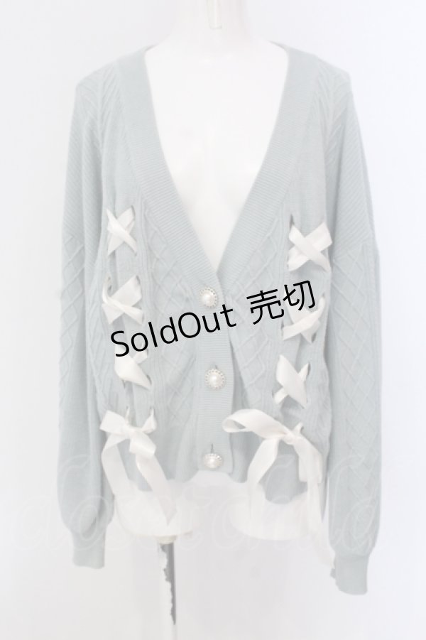 画像1: axes femme kawaii / レースアップニットカーデ M ミント O-25-05-19-062-AX-TO-IG-OS (1)