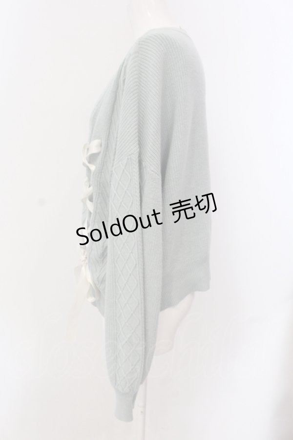 画像2: axes femme kawaii / レースアップニットカーデ M ミント O-25-05-19-062-AX-TO-IG-OS (2)