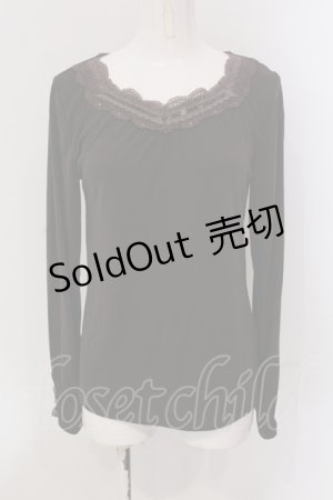 画像: axes femme / レースベロア配色カットソー M ブラウン O-25-05-19-007-AX-TO-OW-OS