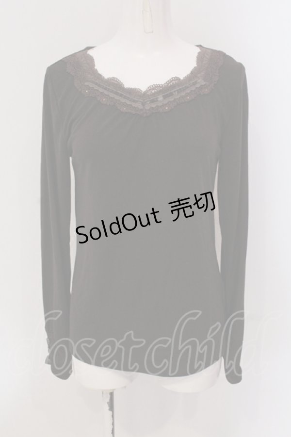 画像1: axes femme / レースベロア配色カットソー M ブラウン O-25-05-19-007-AX-TO-OW-OS (1)