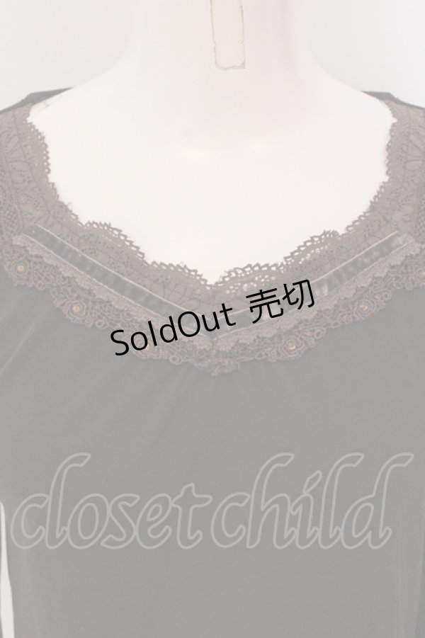 画像2: axes femme / レースベロア配色カットソー M ブラウン O-25-05-19-007-AX-TO-OW-OS (2)