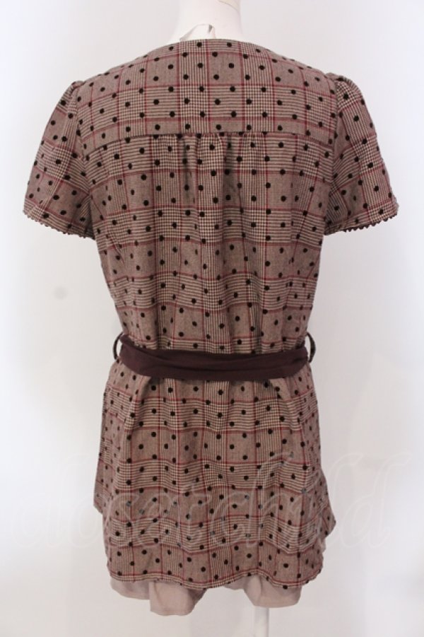 画像2: axes femme / フロッキードットレイヤード風ワンピース M ワイン O-25-05-19-001-AX-OP-OW-OS (2)