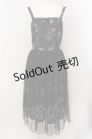 画像: axes femme kawaii / クラシックブーケ柄ジャンスカ M クロ O-25-05-19-081-AX-OP-IG-OS