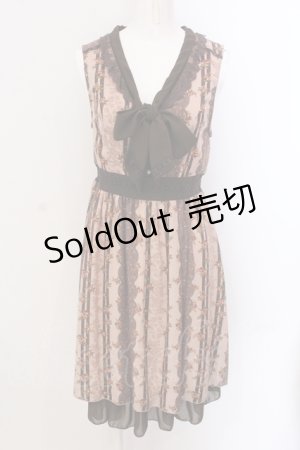 画像: axes femme / レースプリントボウタイワンピース M ピンクージュ O-25-05-19-082-AX-OP-IG-OS