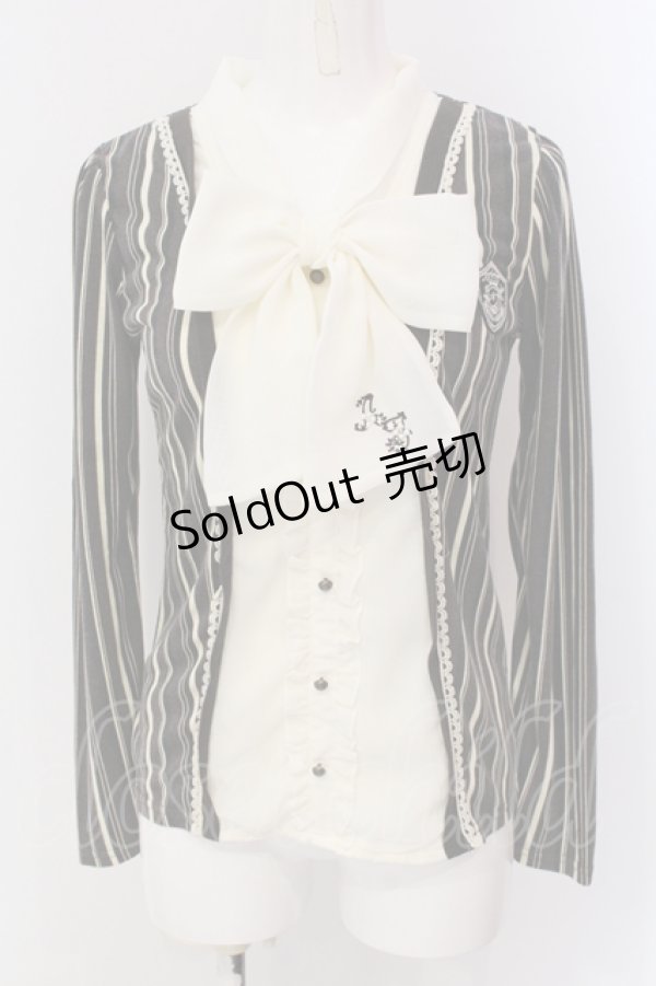 画像1: axes femme / ボウタイレイヤード風カットソー  ブラウン×アイボリー O-25-05-19-083-AX-TO-IG-OS (1)