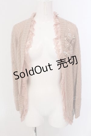 画像: axes femme / お花モチーフ透かし編みカーディガン M ピンク O-25-05-19-010-AX-TO-OW-OS