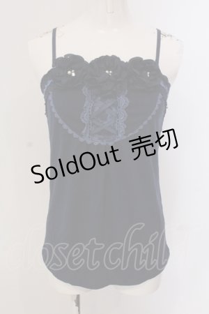 画像: axes femme / モチーフフラワーホルターキャミソール M ネイビー O-25-05-19-012-AX-TO-OW-OS