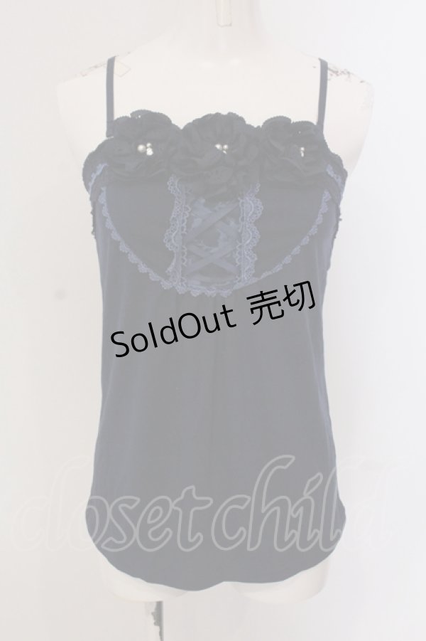 画像1: axes femme / モチーフフラワーホルターキャミソール M ネイビー O-25-05-19-012-AX-TO-OW-OS (1)