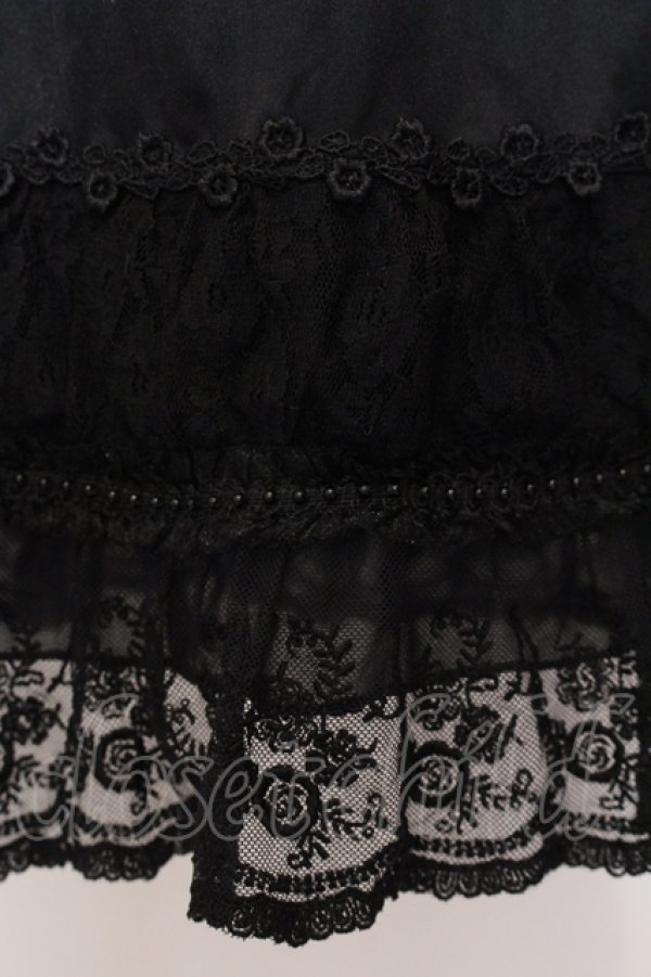 画像2: axes femme / 裾薔薇レース使いペチスカート M クロ O-25-05-19-017-AX-SK-OW-OS (2)