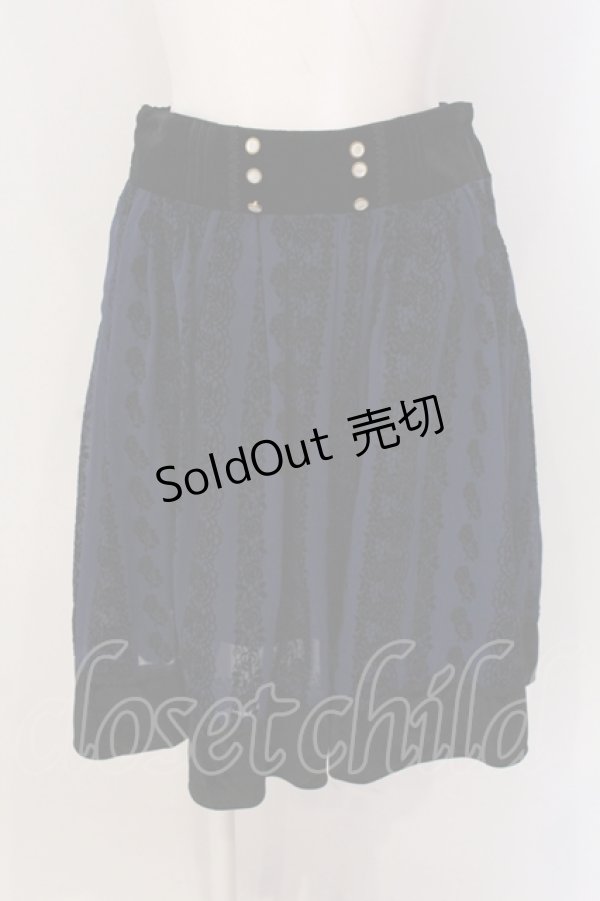 画像1: axes femme / ローズフロッキーベロア切替スカート M ブルー O-25-05-19-023-AX-SK-OW-OS (1)