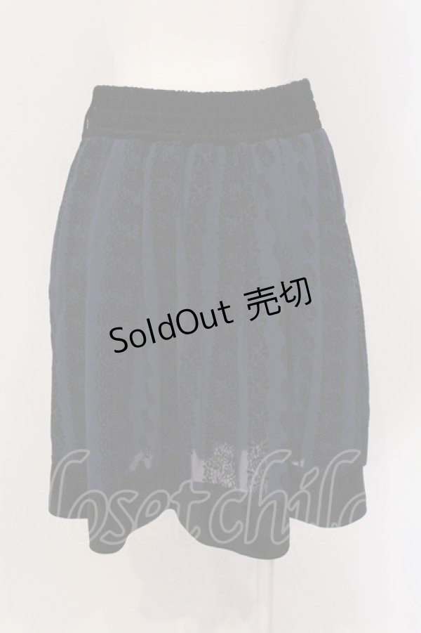 画像2: axes femme / ローズフロッキーベロア切替スカート M ブルー O-25-05-19-023-AX-SK-OW-OS (2)