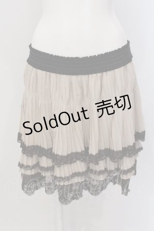 画像: axes femme / 裾薔薇レースプリーツスカート M ベージュ×ブラウン O-25-05-19-030-AX-SK-OW-OS