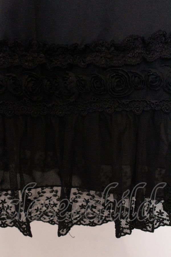 画像2: axes femme / お花モチーフペチスカート M クロ O-25-05-19-034-AX-SK-OW-OS (2)