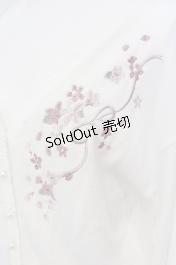 画像2: axes femme / SAKURA刺繍ショートカーディガン F シロ O-25-05-20-032-AX-TO-OW-OS (2)